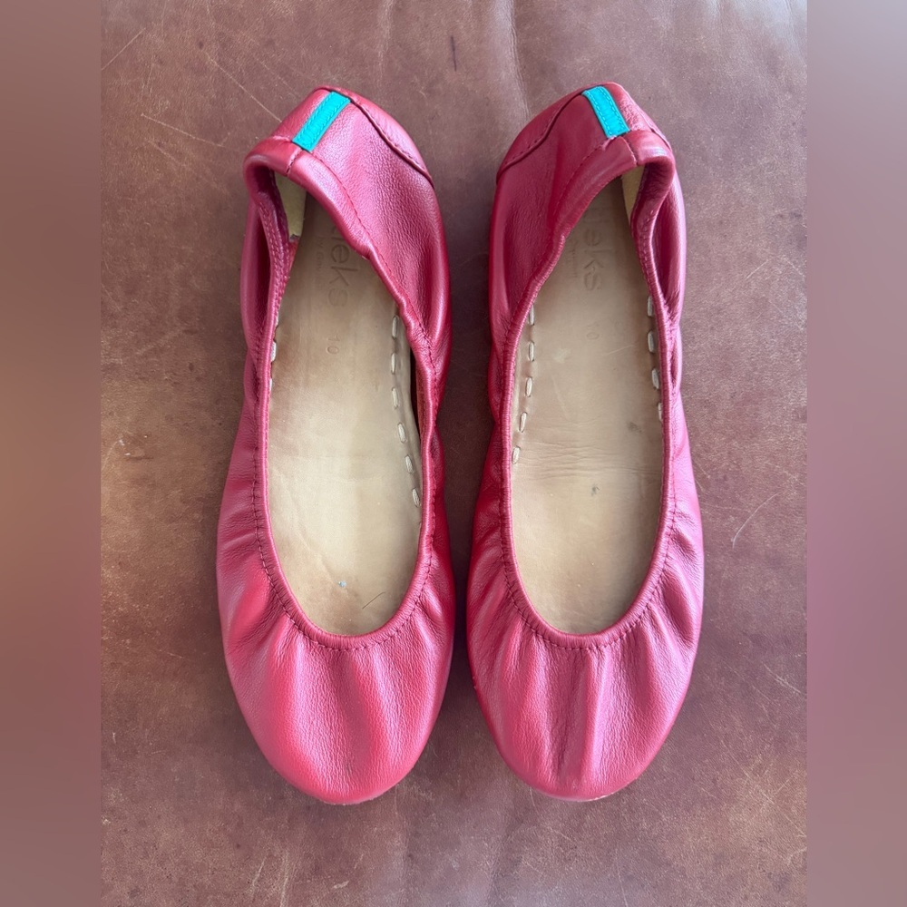 Tieks Red Leather Ballet Flats 10 - Picture 9 of 10